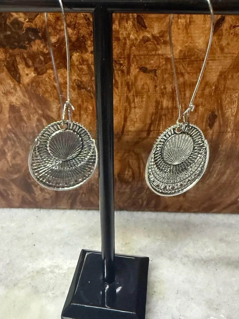 Turquoise Center Silver-Tone Drop Earrings - Women Jewelry